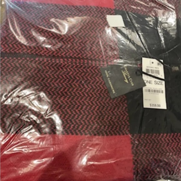 Charter Club 100% red CashmerePlaid Holiday Shawl